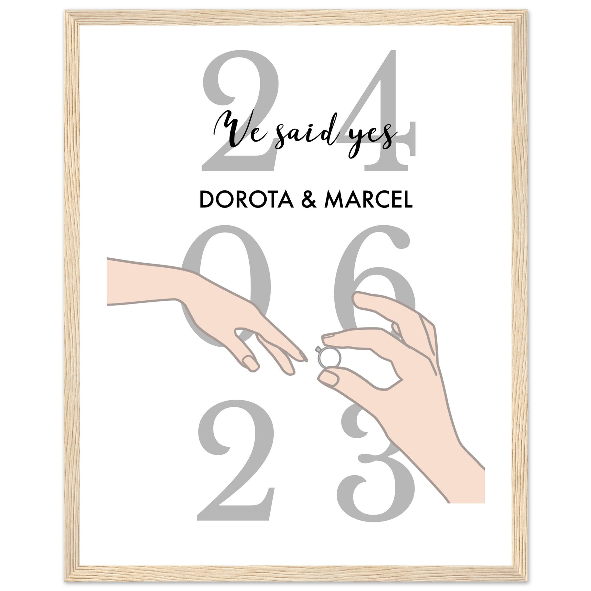 Personalized date and name poster | Customized engagement keepsake