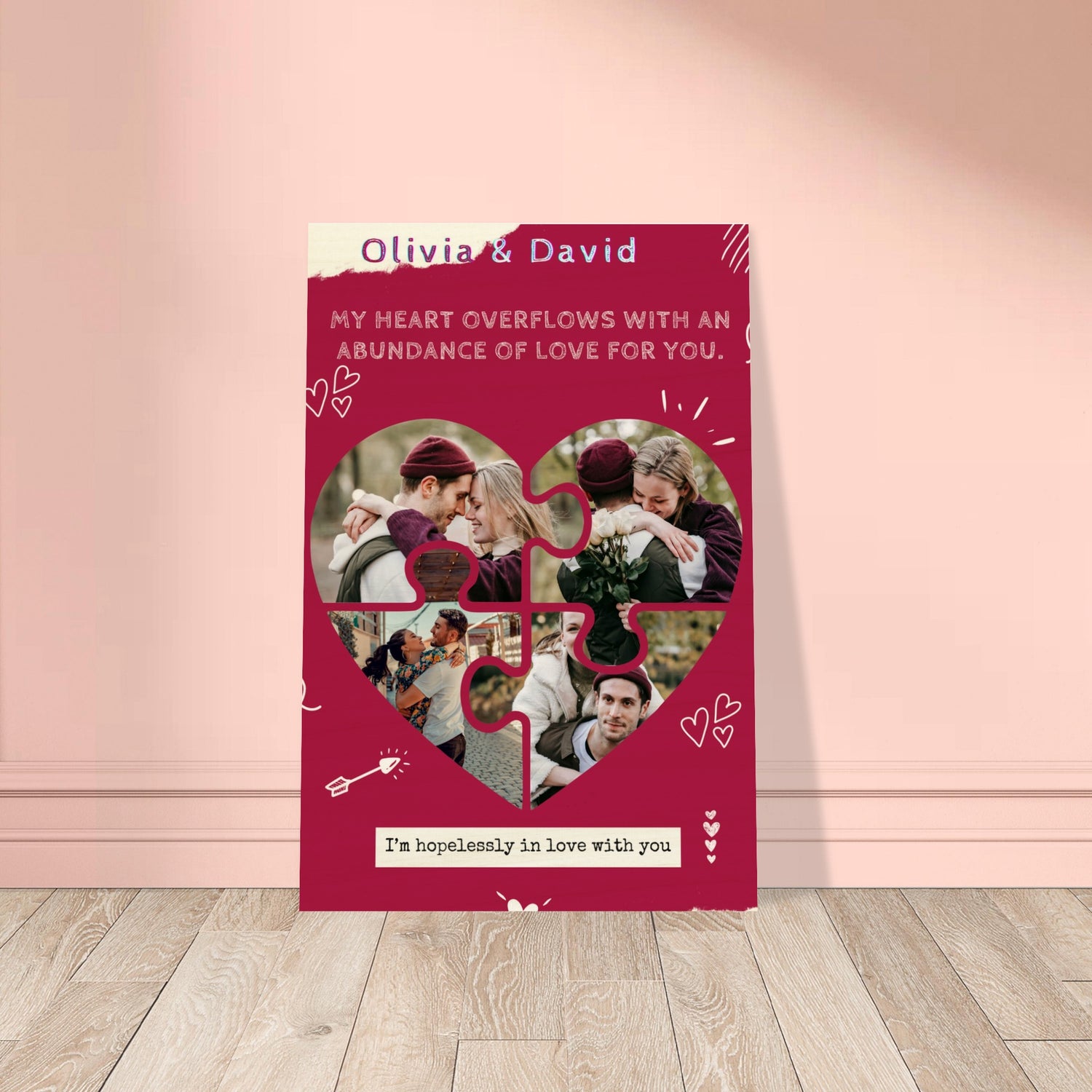 Personalized Love Poster | Wooden poster for loved ones