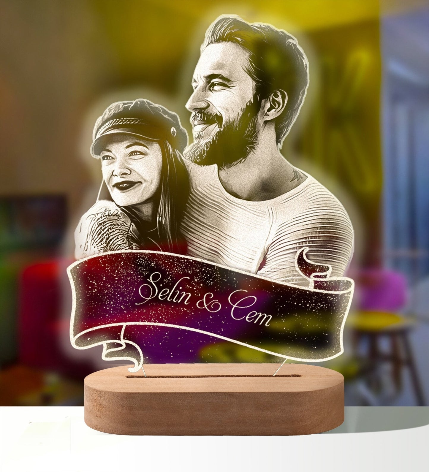 Personalized 3D photo lamp | Engraved photo keepsake light